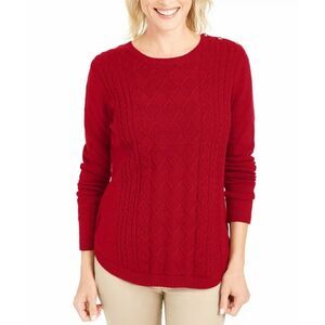 Charter Club Ravishing Button-Trim Cable Knit Sweater Top Size XL